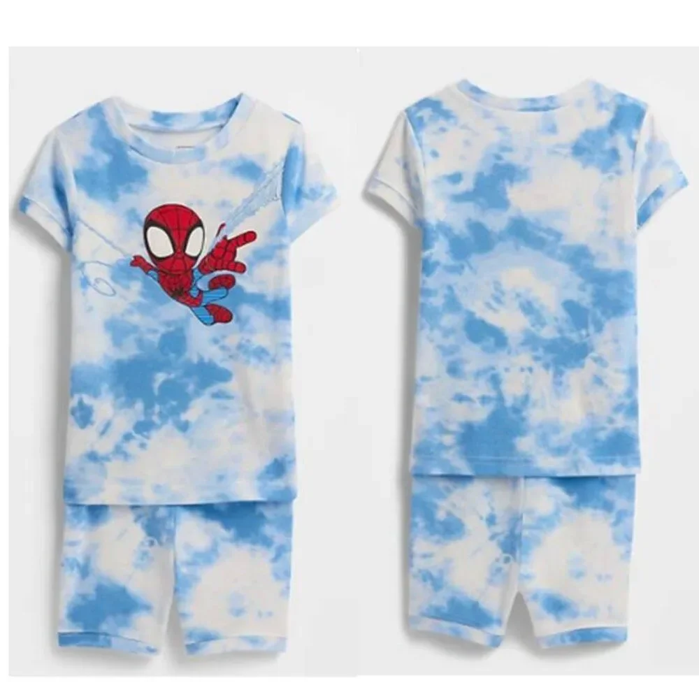 Gap Kid's Marvel Spider-Man PJ Set 100% Organic Cotton Allover Tie Dye Snug Fit